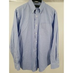 Lauren‎ Ralph Lauren Shirt Mens 17 34/35  Blue Checkered  Button Up Long Sleeve
